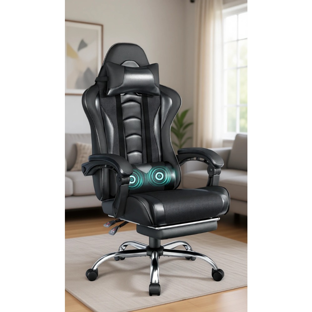 Gaming Chair Lumbar Pillow - Ayak Dayama Yerli, Masajlı Bel Yastıklı,