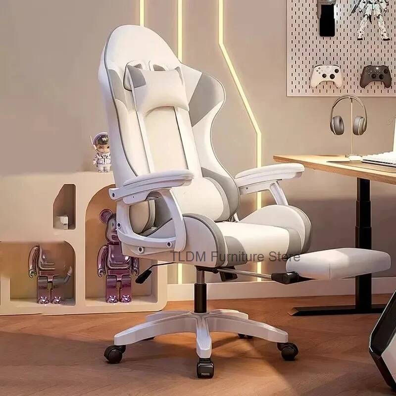 Gaming Chair Lumbar Pillow - Ergonomik Bel Destekli Ofis Koltuğu Krem